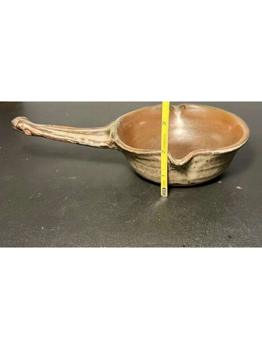 Pottery Works Flameware Spouted Frying Pan Terry Silverman Fitzwilliam NH, 6”